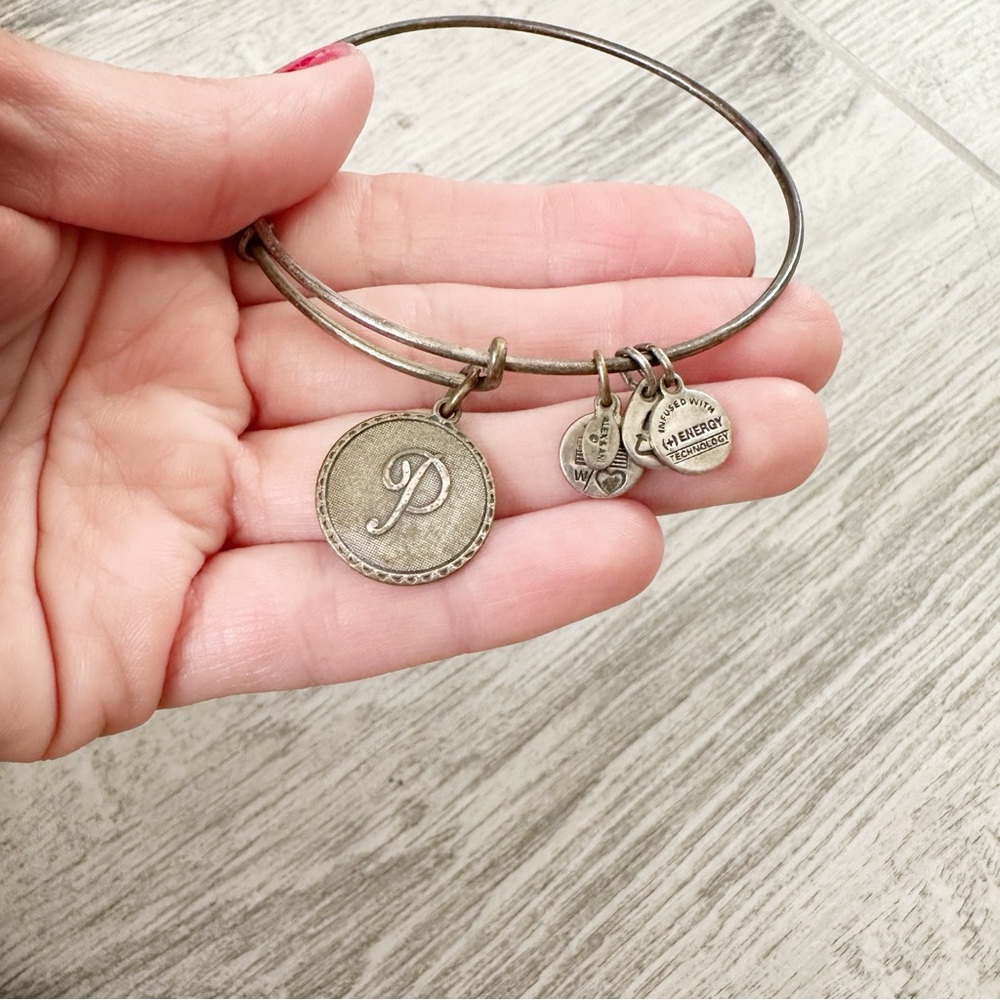 Alex & Ani Letter P Silver Bangle Bracelet